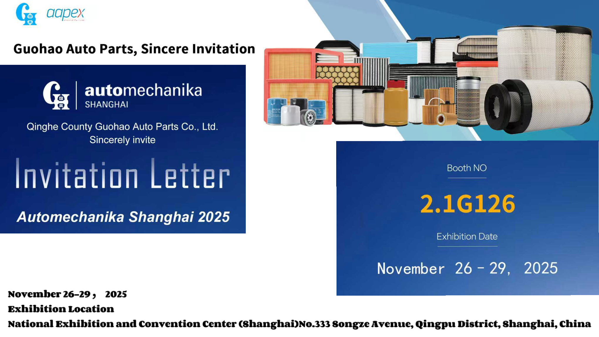 Guohao Filters sta per partire per Automechanika Shanghai 2025!